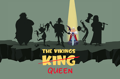 Vikings. Lineup. Character design. axe bitmap cartoon character character design concept design granny idea illustration king light lineup photoshop poster queen rock silhouette sword vikings