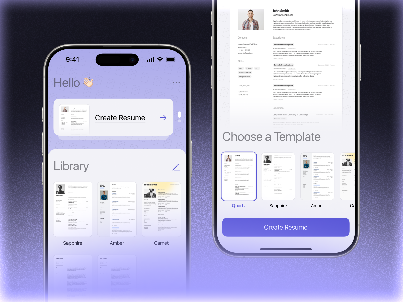 Example of Resume & CV Builder App for IOS