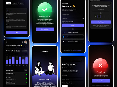 Educational mobile app onboard screens branding design figma figmadesign minimal ui ux