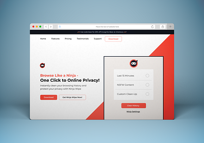 Ninja: An Online Privacy Website Landing Page branding graphic design landing page ui uiux website website design