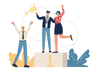 Business Success 2D Animation 2d achievement animation award business business growth celebration flat goal achievement happy team illustration leadership motion podium success team teamwork trophy winning workplace success