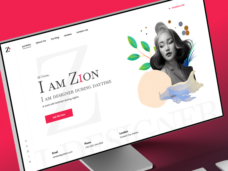 Designer site portfolio animation graphic design landing page motion graphics portfolio red ui ux web