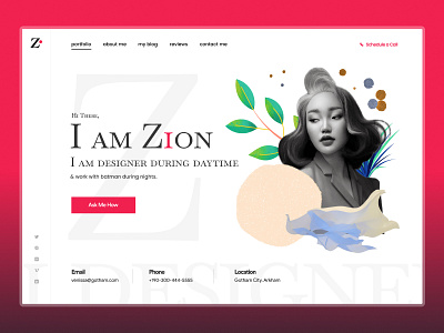 Designer site portfolio animation graphic design landing page motion graphics portfolio red ui ux web