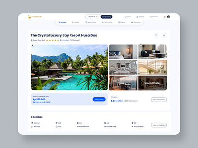 Property Detail Booking App - UI/UX Design bali blue design booking platform clean concept detail page landing page luxury pricing property detail simple travel detail ui uiux ux