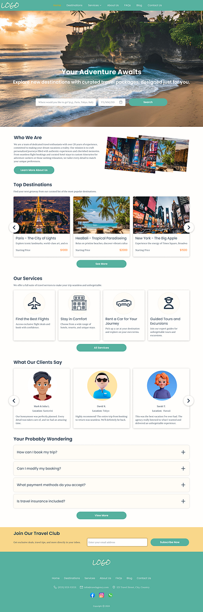 Landing Page Travel Agency design figma landing page travel agency ui ui design web design