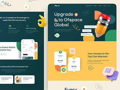 Crypto Landing Page branding creative interface design dribbbleshots. dribble portfolio graphic design illustration logo ui vector