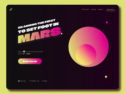 Mars space travel promo hero intro animation branding dark design gradient graphic hero intro landing page layout promo space travel ui ux