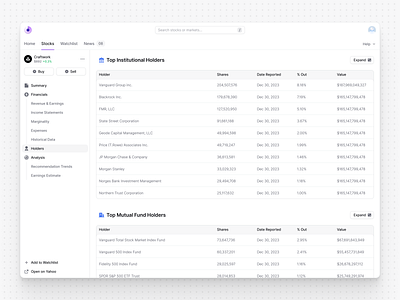 Finance App Dashboard clean components dashboard delightful design system desktop fast finance interface investments minimal stock market ui ui kit ux web