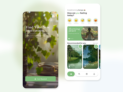 Meditation app - concept app calm chill concept green meditation mental health mindfulnessdesign minimalist mobile modern relaxing ui ux yoga