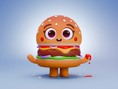 ✨🍔✨ 3d 3d art 3d character animation art burger character character design cute design digital art game design graphic design hamburger illustration illustrator mascot render ui vector