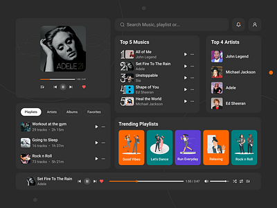 UI Design for Music Streaming - Dark Mode app design clean ui concept design dark dark mode design minimal ui music music app music player music streaming music ui player product streaming ui ui design user interface ux ux design