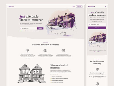 STEADILY - Acquire Insurance Landing Page branding creative interface design dribbbleshots. dribble portfolio illustration logo ui