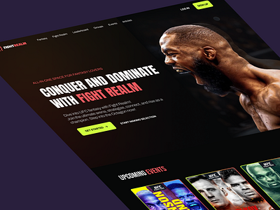 Fight Realm - A UFC Fantasy League Dark creative fantasy league fight fight game fighter games landing page minimal online betting online fight online game portfolio score ufc ui uidesign ux