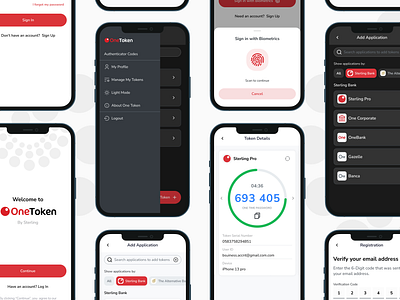 OneToken - Authenticator 2fa app application authenticator darkmode finance fintech login mobile mobile design passcode product design security ui ux