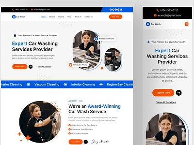 Car Washing Service Provider Website UIUX Design | Figma | Web app app design car wash car wash and detailing car wash service design designer figma landing page ui ui designer uiux design user interface ux ux designer web design web designer web uiux website website designer usa