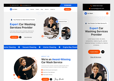 Car Washing Service Provider Website UIUX Design | Figma | Web app app design car wash car wash and detailing car wash service design designer figma landing page ui ui designer uiux design user interface ux ux designer web design web designer web uiux website website designer usa