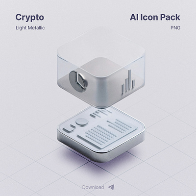 AI Crypto Icon Pack Light Metallic 3d app design graphic design illustration ui