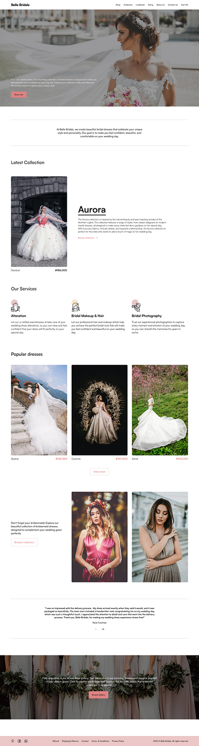 Wedding Dress Website ui ux web design