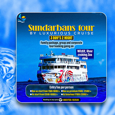 Eye-catching social media post for a Sundarbans tour by luxuriou bengaltigerspotting corporatetravel creativepostdesign ecotourism explorebangladesh familytravel graphicdesignservices grouptours luxurycruise mangroveforest naturegetaway naturevibes rivercruising sundarbansbeauty sundarbanscruise sundarbanstour tourbangladesh travelexperience unforgettablejourneys wildlifeadventures