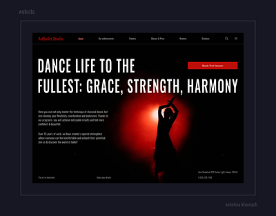 Website ArtBallet adaptive ballet black bold typography cards composition dance design impress interface main page mobile red site text trend ui ux web website