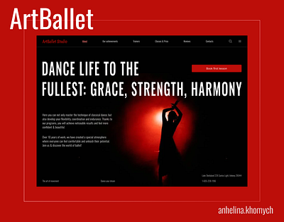 Website ArtBallet adaptive ballet black bold typography cards composition dance design impress interface main page mobile red site text ui uiux ux web website