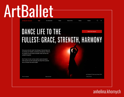 Website ArtBallet adaptive ballet black bold typography cards composition dance design impress interface main page mobile red site text ui uiux ux web website