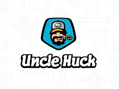 Visual Identity Design - Uncle Huck badge design branding brandmark cartoon custom font farmer identity design identity system illustration lettering logo logo design mascot plumber retro tradesman typography vehicle wrap