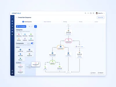 Impactable | Sequence Builder | Web | Ads Platform | UI/UX ads blue builder design desktop platform sequence ui uiux web