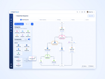 Impactable | Sequence Builder | Web | Ads Platform | UI/UX ads blue builder design desktop platform sequence ui uiux web