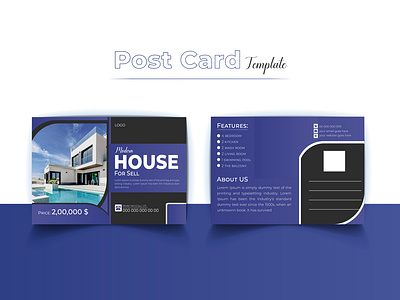 Modern Real Estate Post Card For House Sell. branding business card design design eddm graphic designer house house sale marketing modern postcard postcard design print print design professional promotion property real estate real estate postcard template