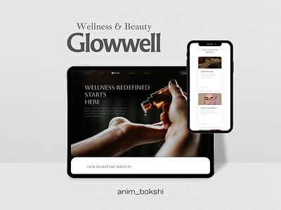 GlowWell – Wellness & Beauty design landing page product design ui uiux uiux design user experience ux