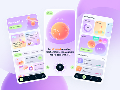 Mental Health: Mindfulness & Therapy App ai clean doctor gotoinc health healthcare inspiration medical app meditation app mental health metrics mindfulness mobile ui patient self care therapy therapy app ui ux virtual therapy