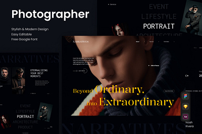 Narratives - Photographer Website agency creative gallery landing page personal website photography service ui ux website