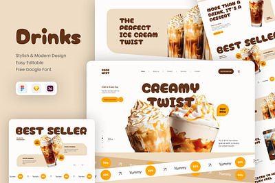 Froswist - Drink display product website display drink ice cream landing page marketplace product restaurant ui ux website