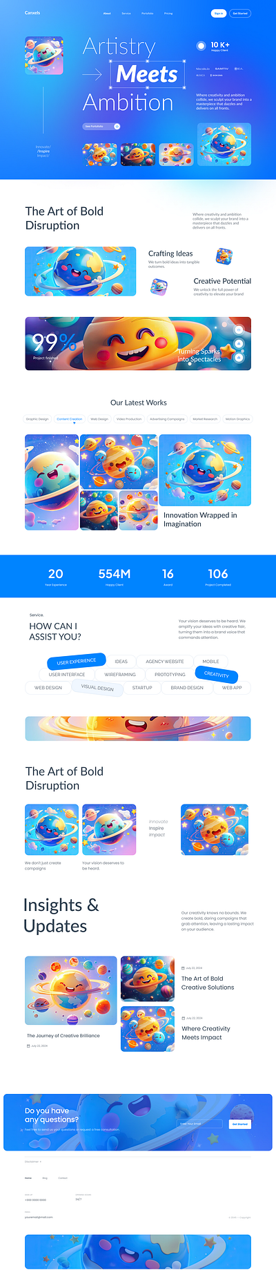 Canxels - Creative Studio Agency Website agency art creative gallery landing page persona website portofolio ui ux website