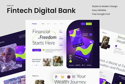 FinVise - Fintech bank digital website ai bank card finance landing page payment tech ui ux website