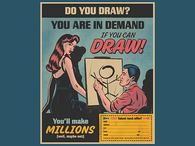 Make millions as an artist LOL art artist comics design funny illustration pulp art retro vector vintage