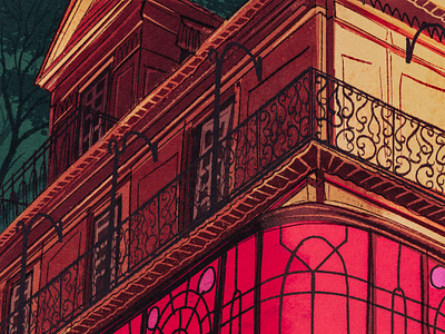 Lisbon, Portugal 2d architecture building digital painting eu europe house illustration landscape lisbon night portugal procreate retro spooky travel vintage window