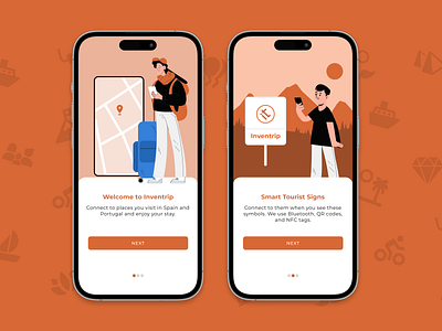 Inventrip (onboarding) app design graphic illustration ios tourism tourist travel ui ux