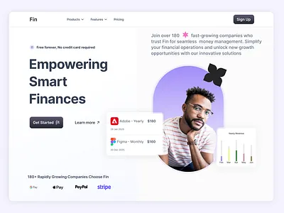 Fin - high conversion landing page fintech hero homepage india landingpage landingpage design startup ui uidesign usa uxdesign