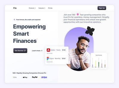 Fin - high conversion landing page fintech hero homepage india landingpage landingpage design startup ui uidesign usa uxdesign