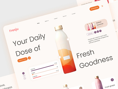 Fresju - Bottle juice product website bottle drink e commerce landing page marketplace product product display ui website