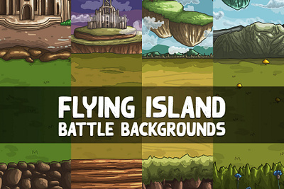 Flying Island Battle Backgrounds 2d art asset assets background backgrounds battleground battlegrounds bg fantasy game game assets gamedev illustration indie indie game pack rpg vector