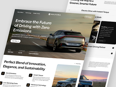 Voltura - Electric Car Website branding ui