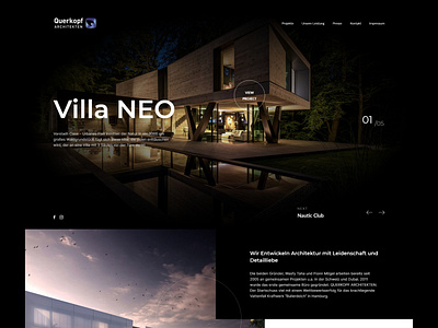 Querkopf Architekten | Landing architect architecture design hero hero section landing landing page luxury villa luxury villas ui villa villas web design website design