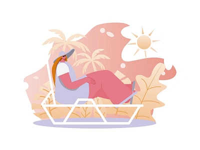 Chill On The Beach 2D Animation 2d animation beach chilling flat illustration leisure motion relaxation sea summer summer vacation sun swimming pool traveling tropical vacation weekend woman