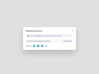 Referal for your friend copy copy link earn invitation invite link modal modals referal referal link referals share social social icon spread ui ux word