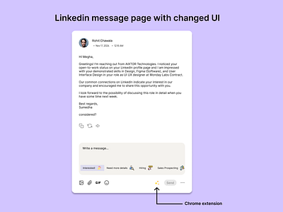 AI Chrome extension for LinkedIn branding creative webdesign cromeextension cromeextensiondesign daily webdesign design freelancer webdesign freelancingui landing page productdesign responsivedesign ui uiux uiuxdesign webdesign