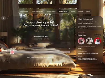Pet Adoption: Apple Vision Pro Concept Animation ai animation apple vision pro ar figma graphic design questionaire ui ux