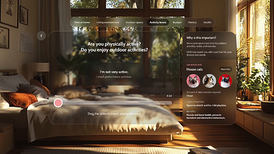 Pet Adoption: Apple Vision Pro Concept Animation ai animation apple vision pro ar figma graphic design questionaire ui ux